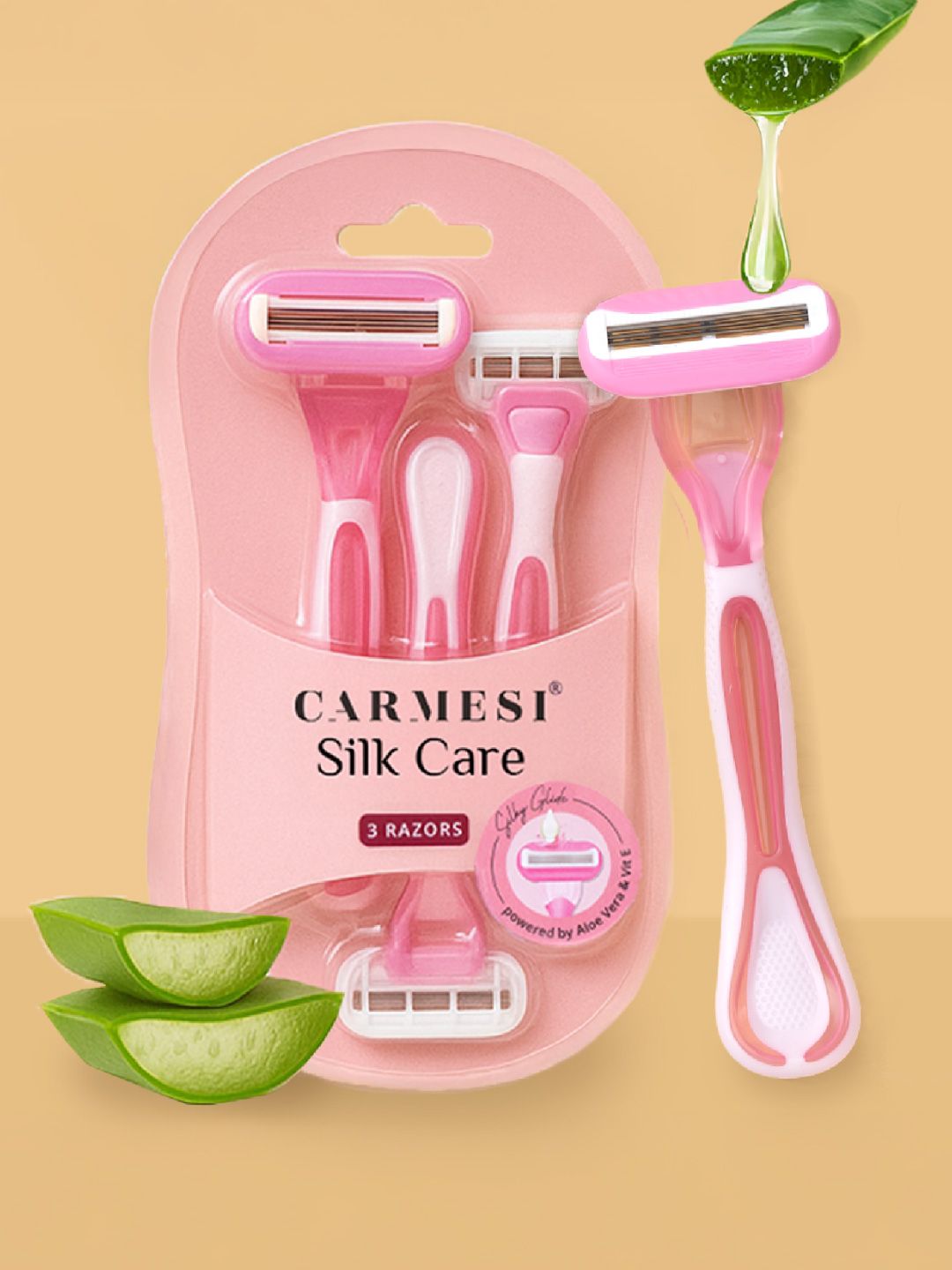 CARMESI CARMESI Set Of 3 Silk Care Painless Body Razor - Pink