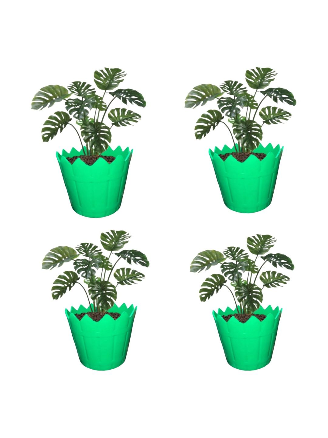 BLUEVISTA 4 Pcs Green Lightweight Fence Pots
