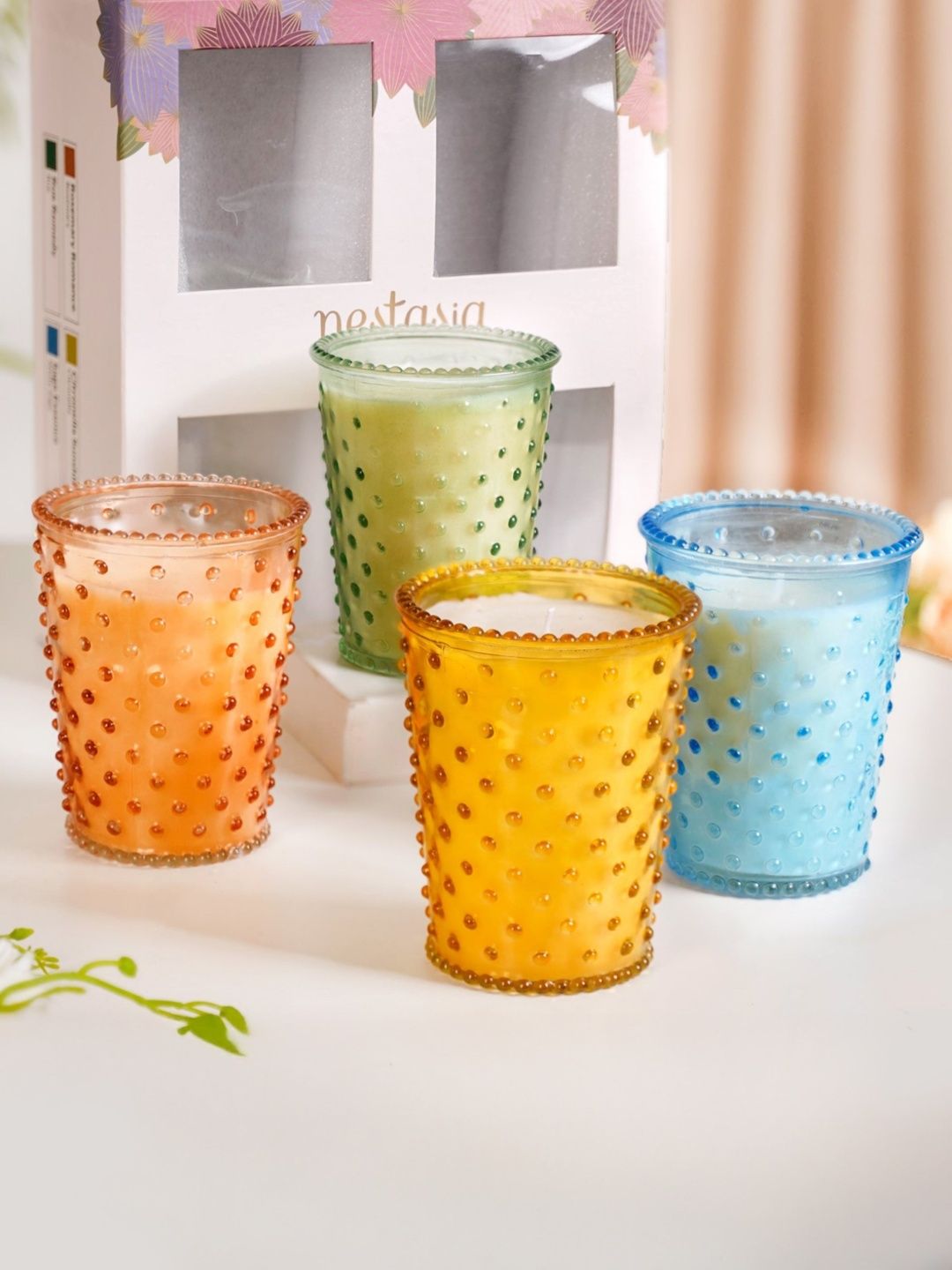 Nestasia Yellow & Blue 4 pieces Jar Candle