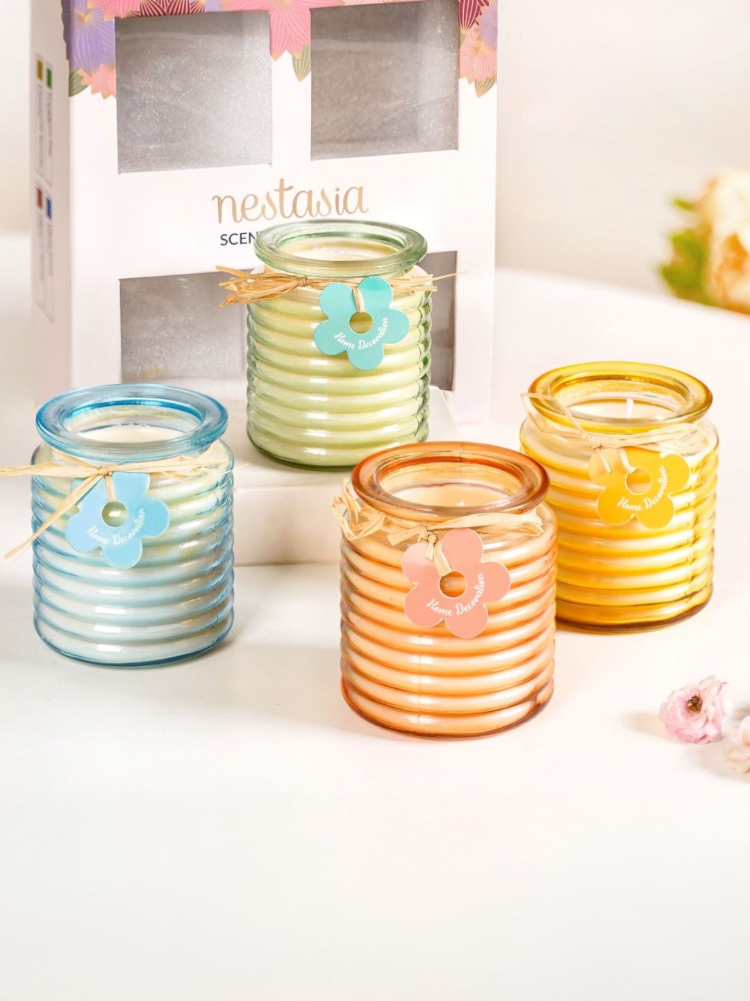 Nestasia Yellow & Orange 4 pieces Jar Candle