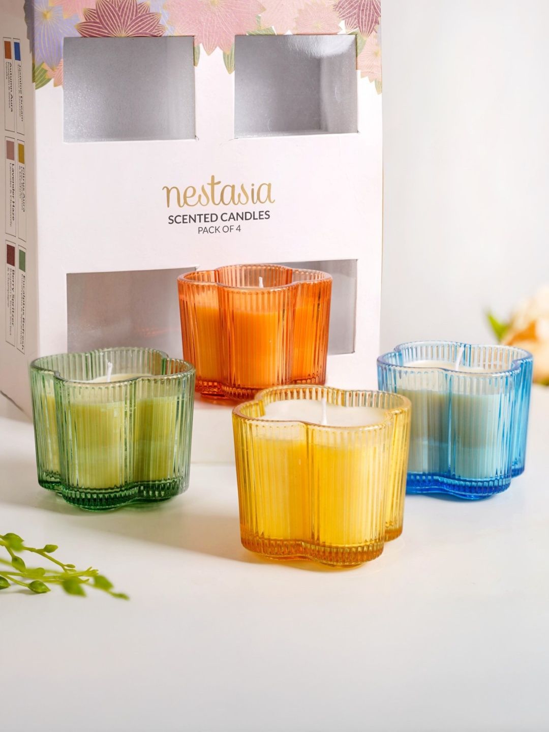 Nestasia Orange & Blue 4 pieces Jar Candle