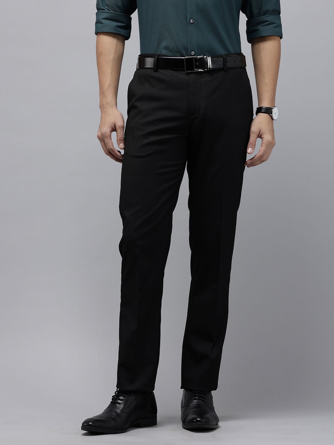 Arrow Men Striped Tailored Fit Formal Trousers