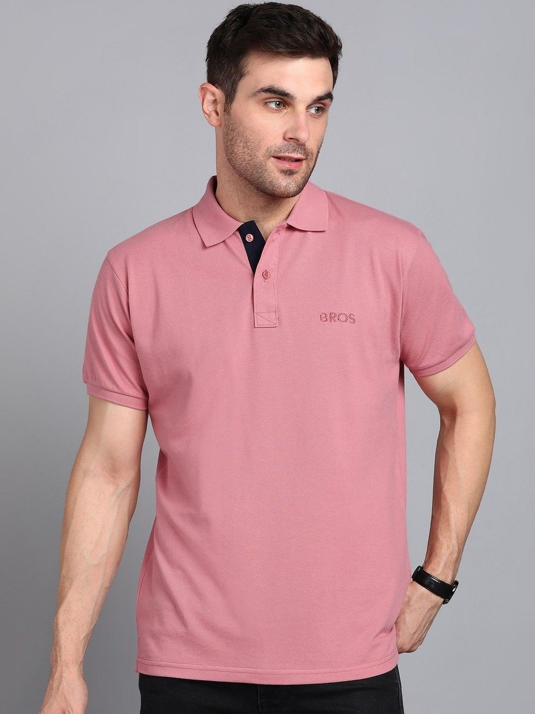 3BROS Men Brand Logo Polo Collar T-shirt