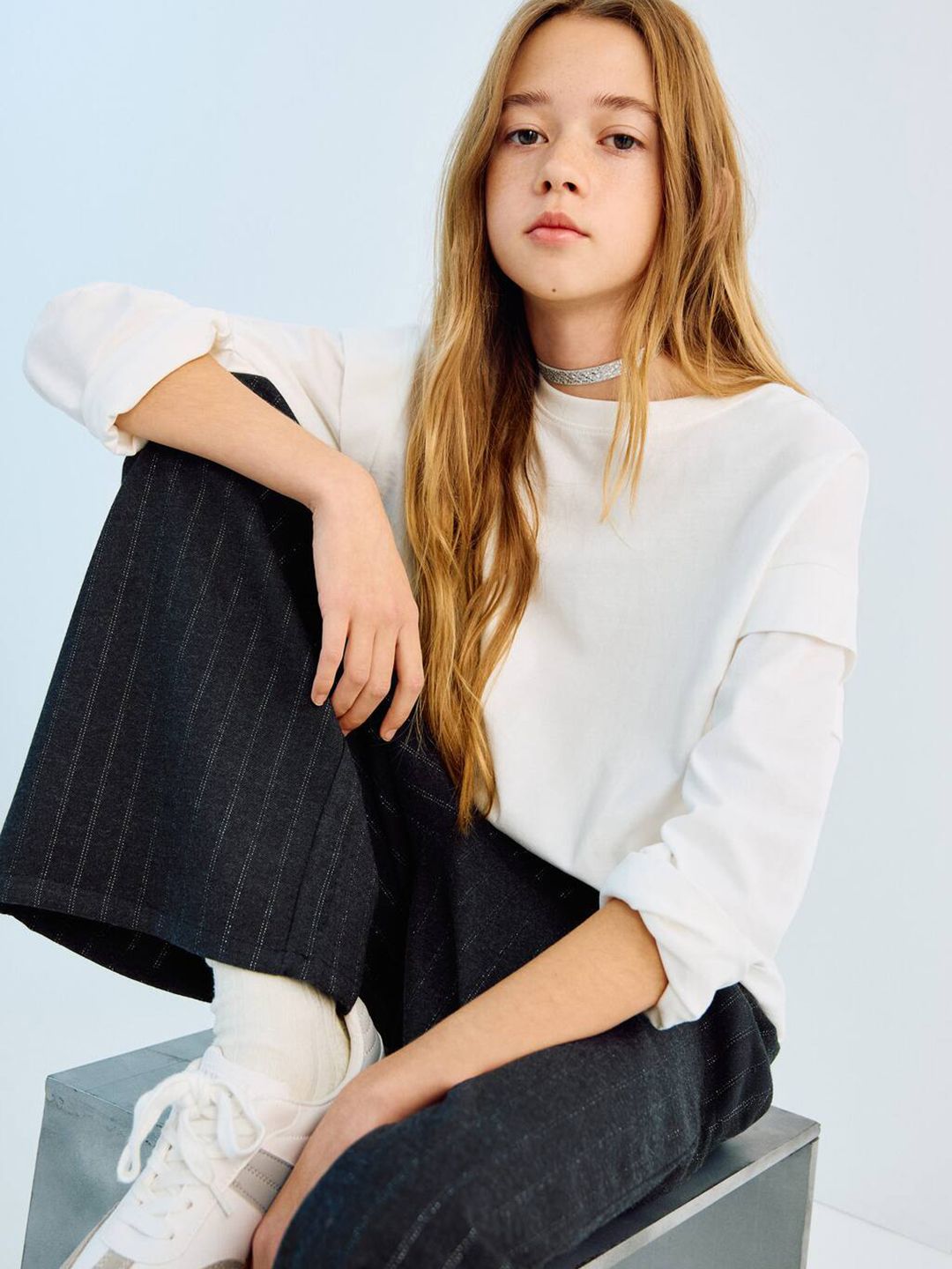 Mango Kids Girls Striped Trousers