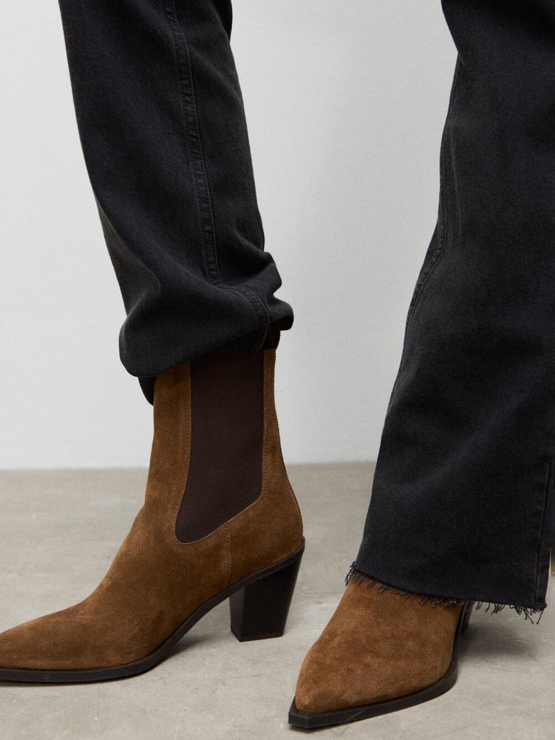 MANGO Women Leather Heeled Chelsea Boots