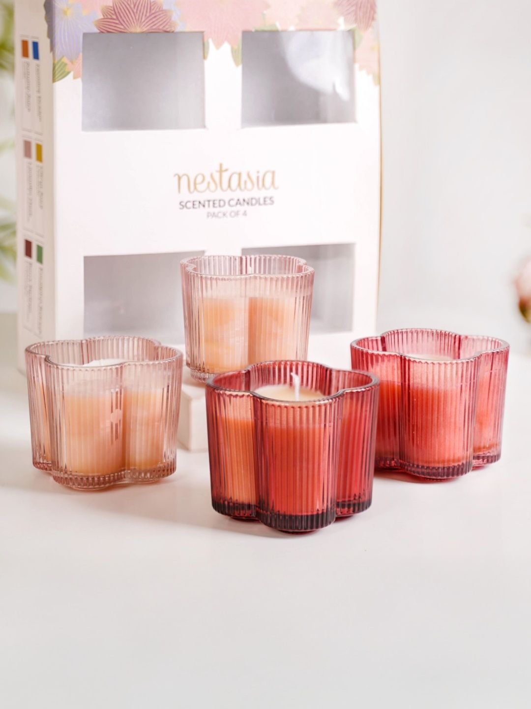 Nestasia Red & Pink 4 pieces Jar Candle