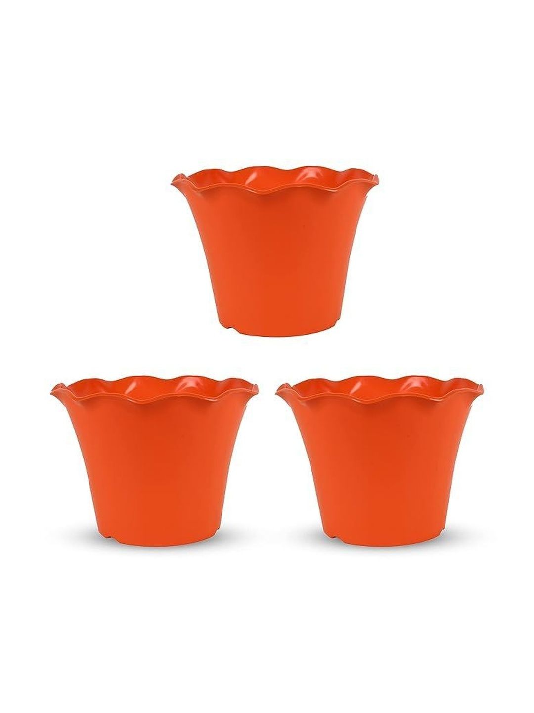 BLUEVISTA 3Pcs Orange-Colored Textured Ceramic Round Planters