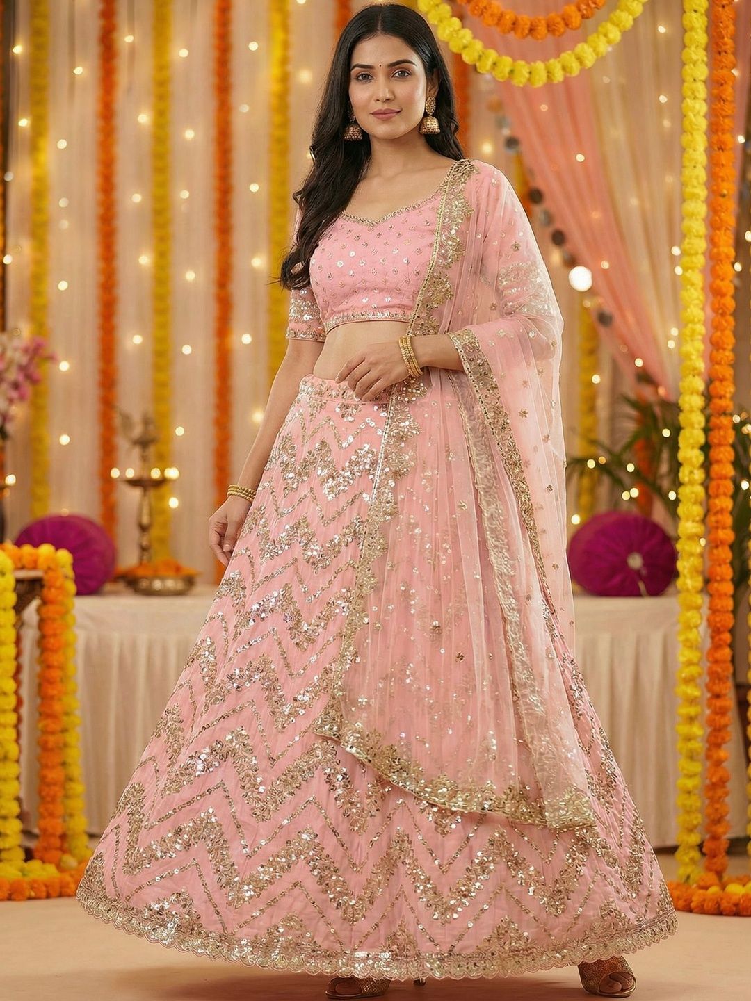 Kedar Fab Semi-Stitched Lehenga Blouse With Dupatta