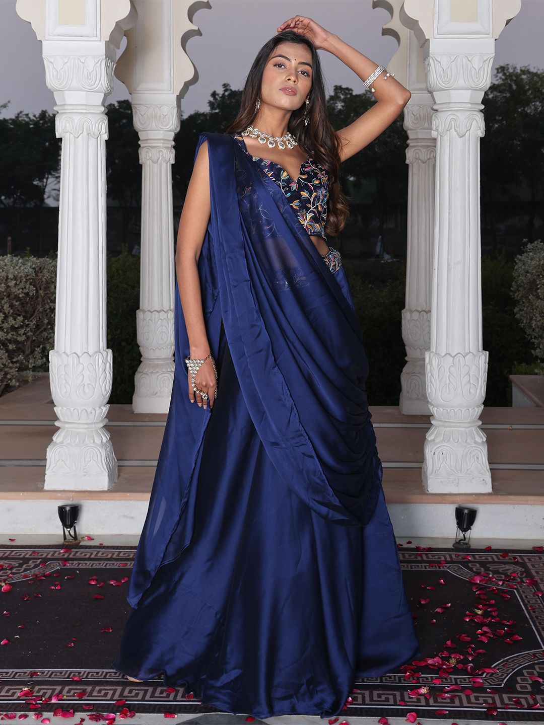 Warthy Ent Embroidered Thread Work Ready to Wear Lehenga & Unstitched Blouse With Dupatta