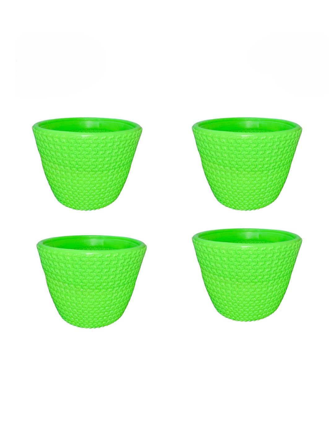 BLUEVISTA 4Pcs Green Textured Round Planters