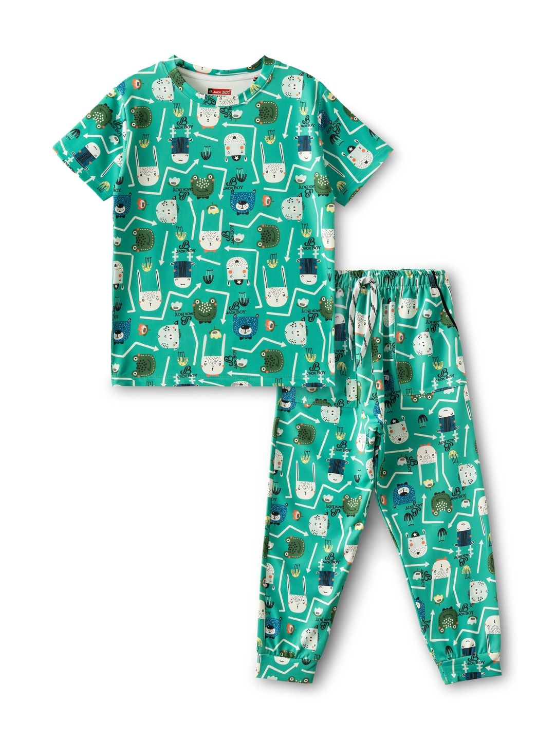 JACKBOY Unisex Kids Printed T-shirt with Pyjamas