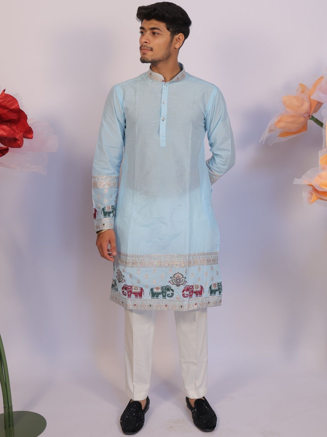 House Of Sanskruti Men Jacquard Kurta