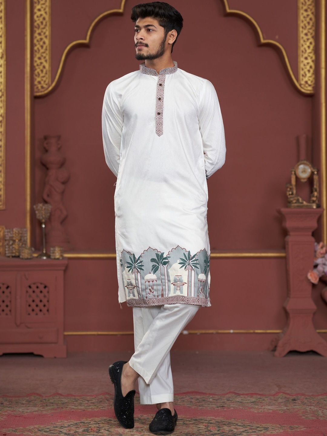 House Of Sanskruti Men Jacquard Kurta