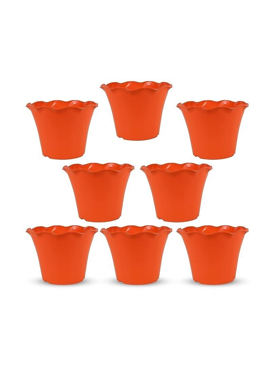 BLUEVISTA 8-Pcs Orange Coloured Flower Shape Pot Planters