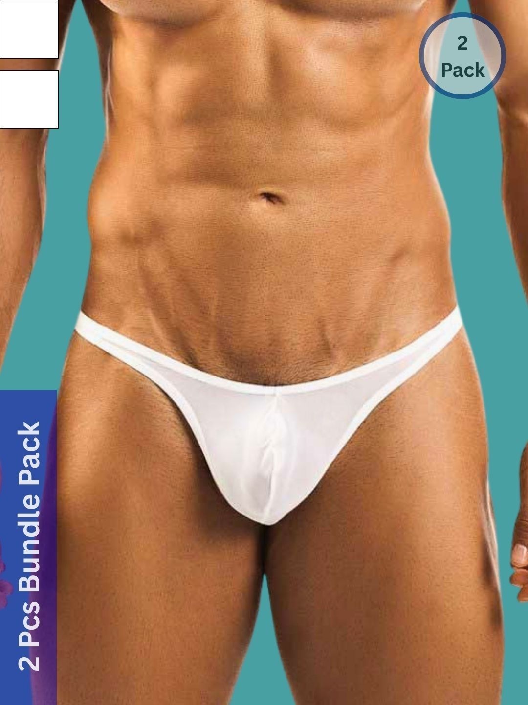 Ribald The Neech Pack of 2 Solid Polyester Low-rise Inner Elastic Thongs Briefs