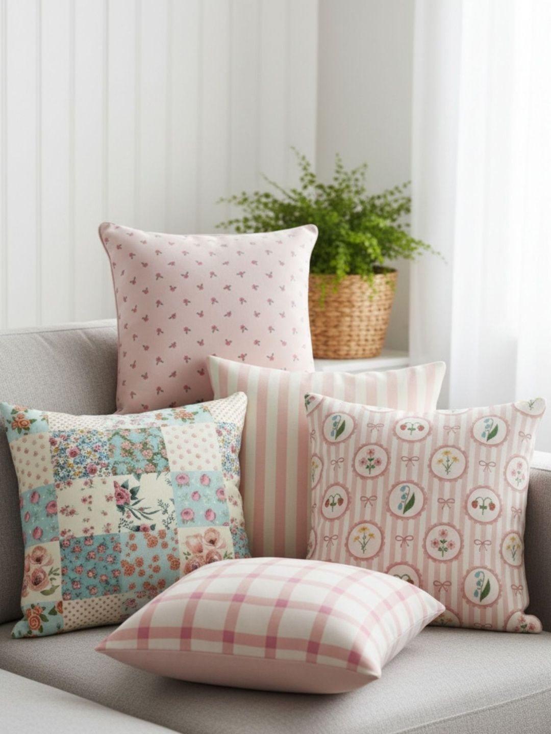 SLEEPY THREADS SLEEPY THREADS Unisex Set of 5 Printed Cushion Covers