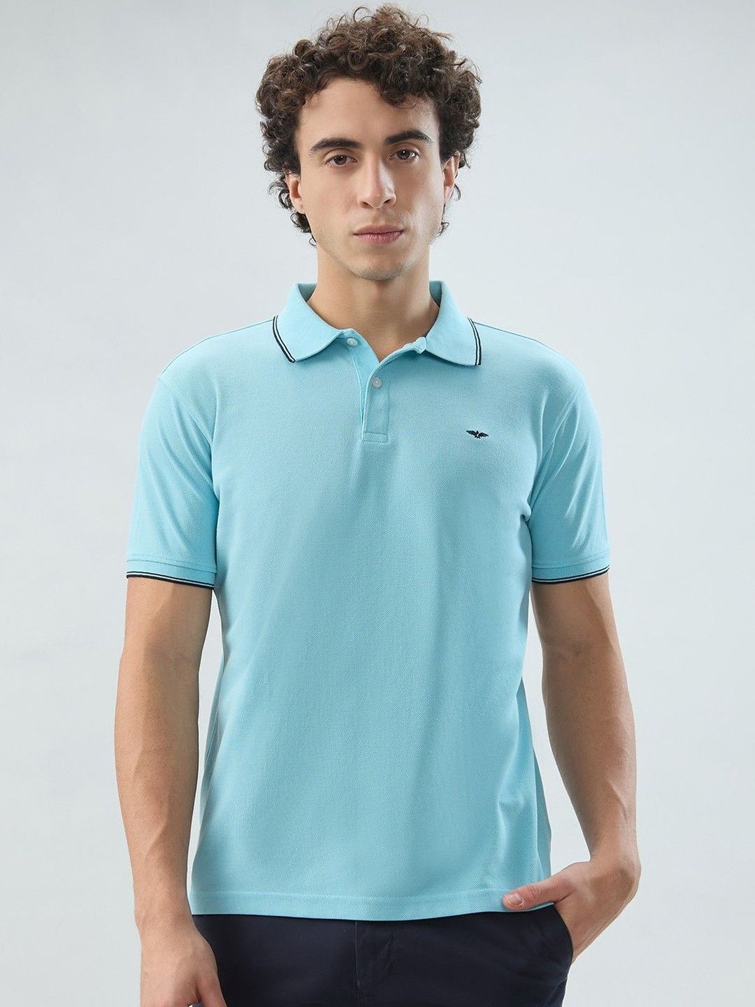 Park Avenue Men Brand Logo Polo Collar Slim Fit T-shirt