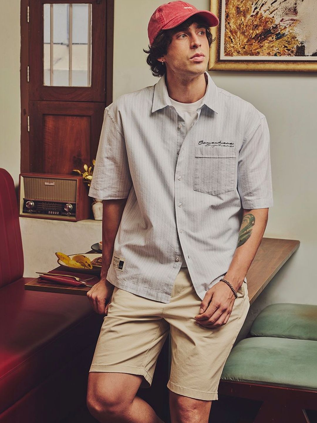 Snitch Stripes Cotton Short Sleeves Boxy Fit Shirt