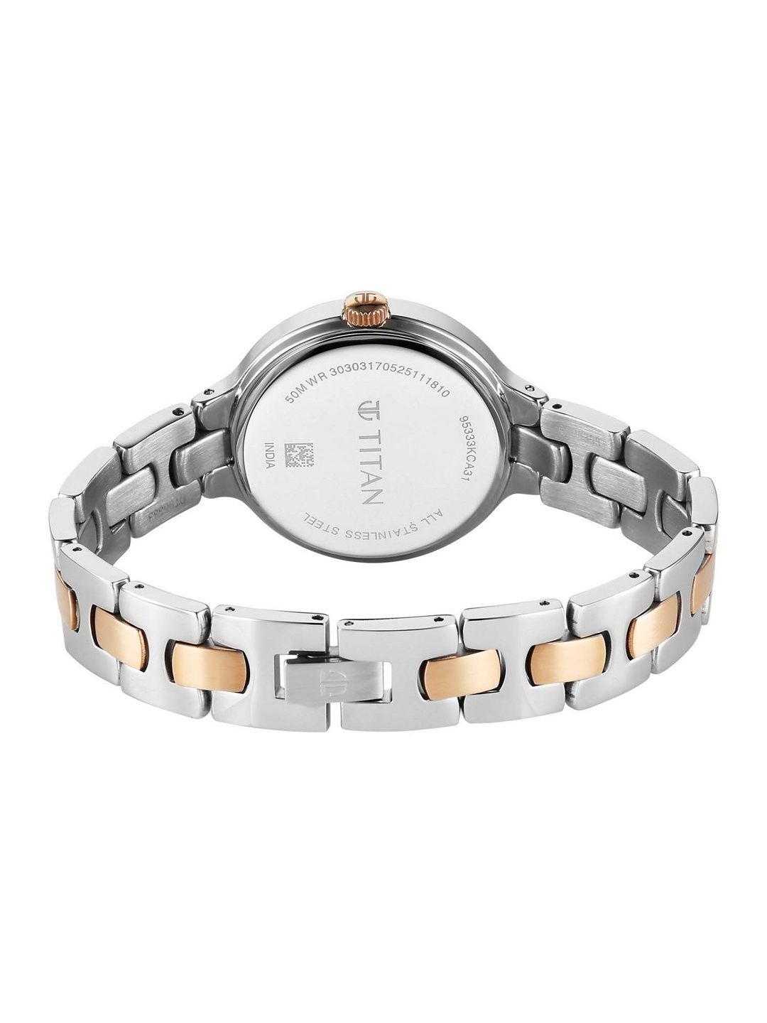 Dial & Stainless Steel Bracelet Style Straps Analogue Date Aperture Watch 95333KM01