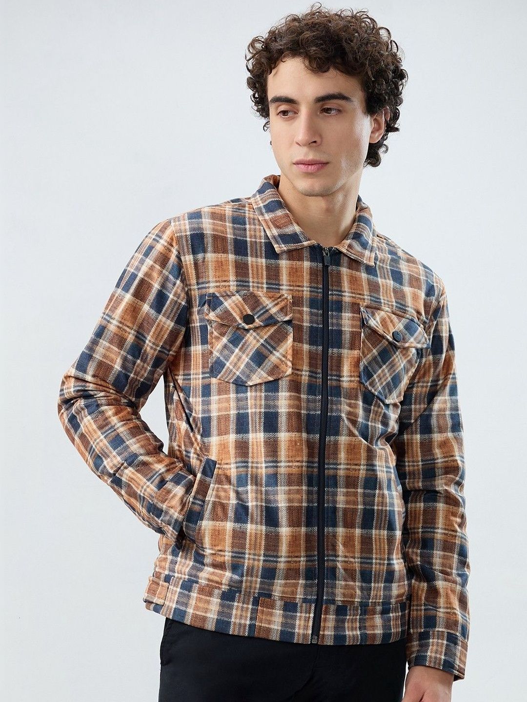Parx Men Checked Bomber Jacket