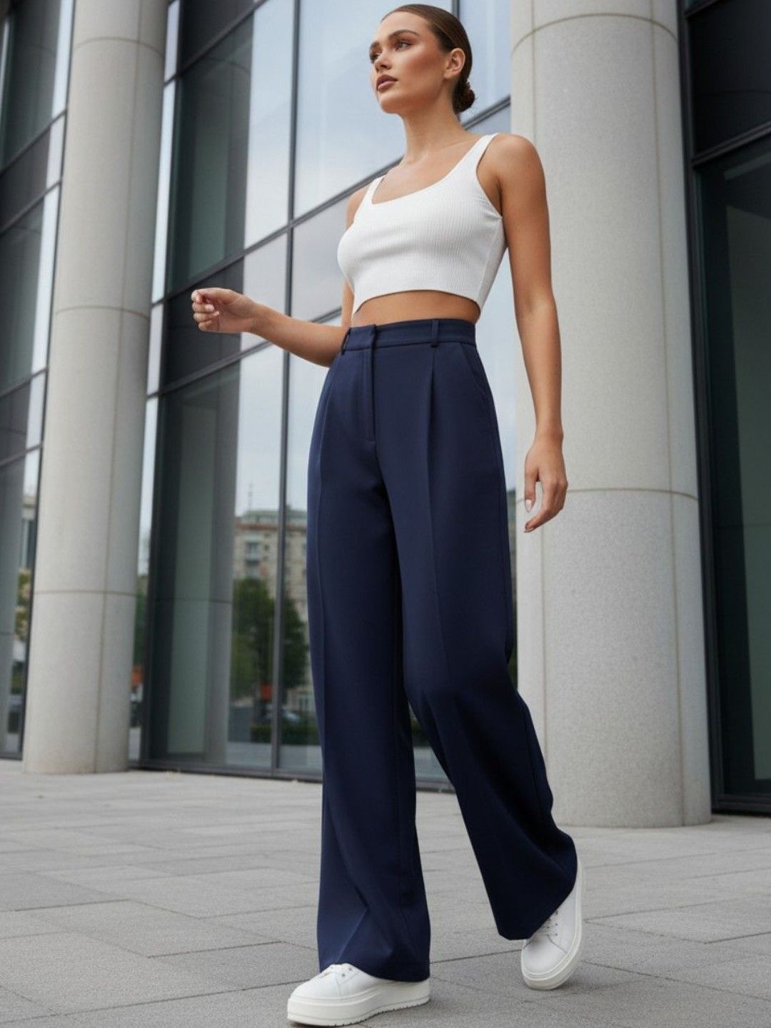 glitchez Women High-Rise Pleated Trousers