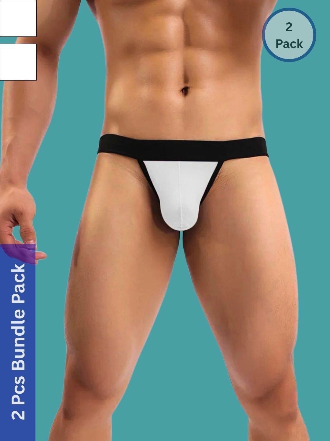 Ribald The Neech Pack of 2 Solid Polyester Low-rise Inner Elastic Thongs Briefs