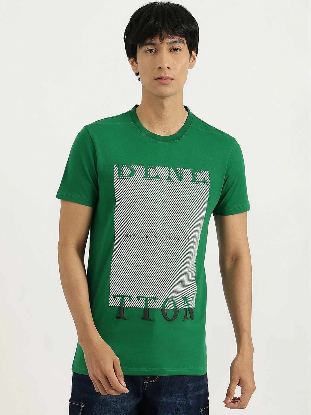 United Colors of Benetton Men Typography Printed Pure Cotton T-shirt