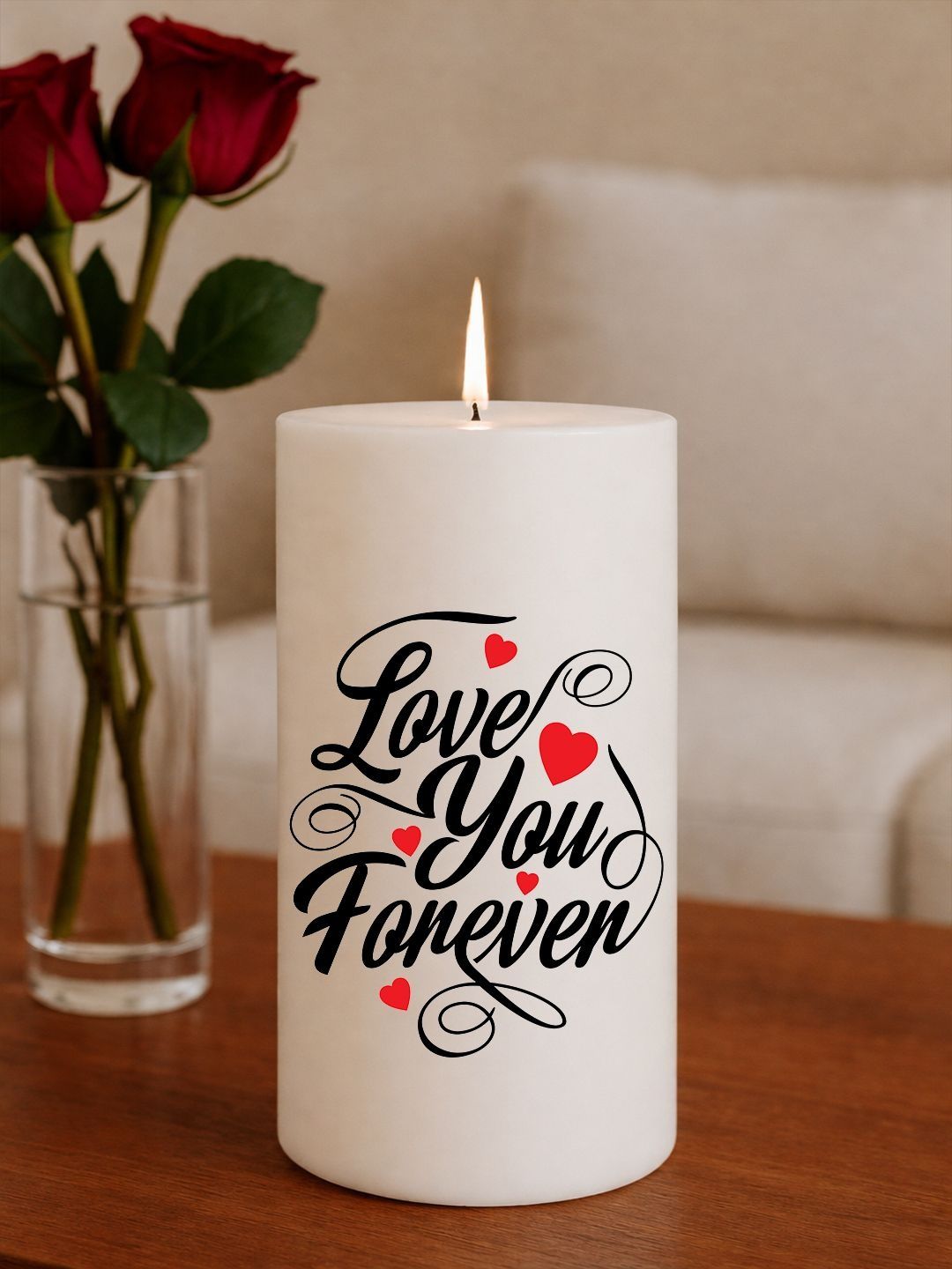 EarthCraft White & Red 1 pieces Pillar Candle