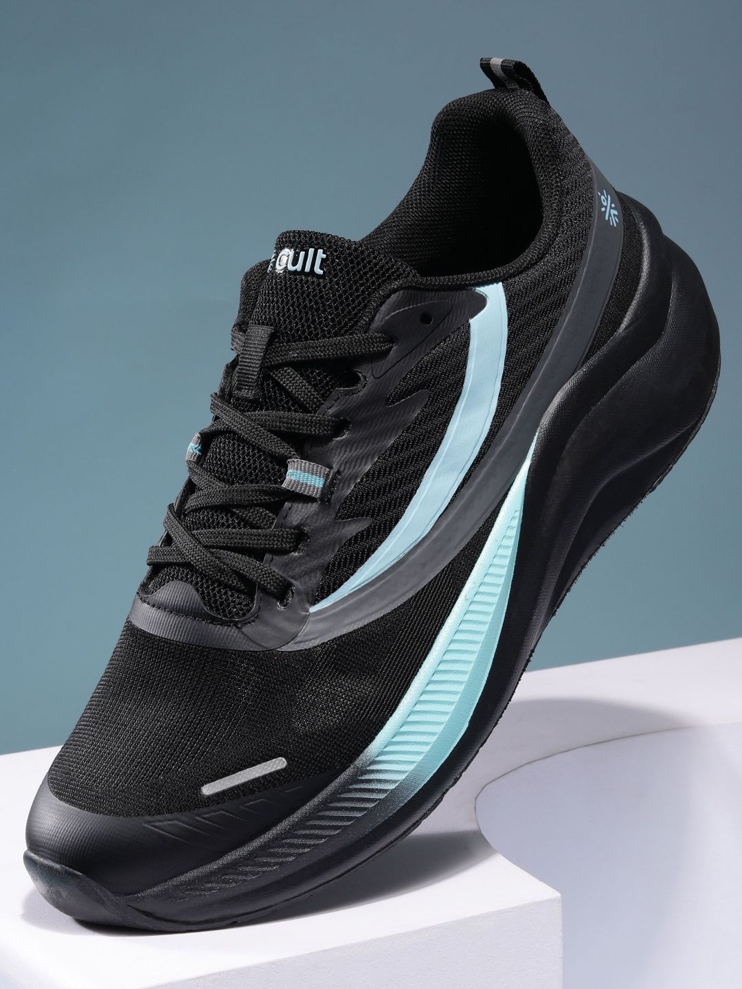 CULT Men Envo Running Shoes - Black & Aqua