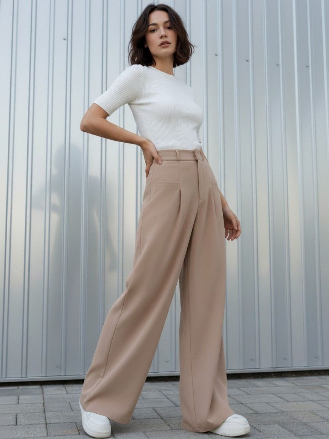 glitchez Women High-Rise Pleated Trousers