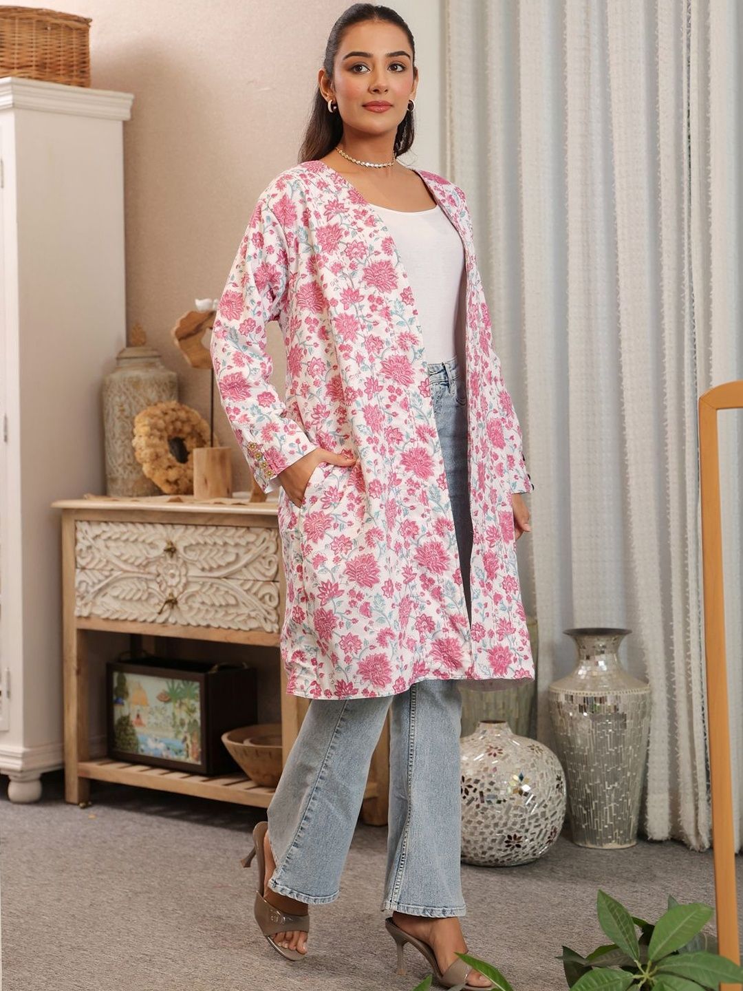 Jaipur Morni Women Printed Longline Shrug