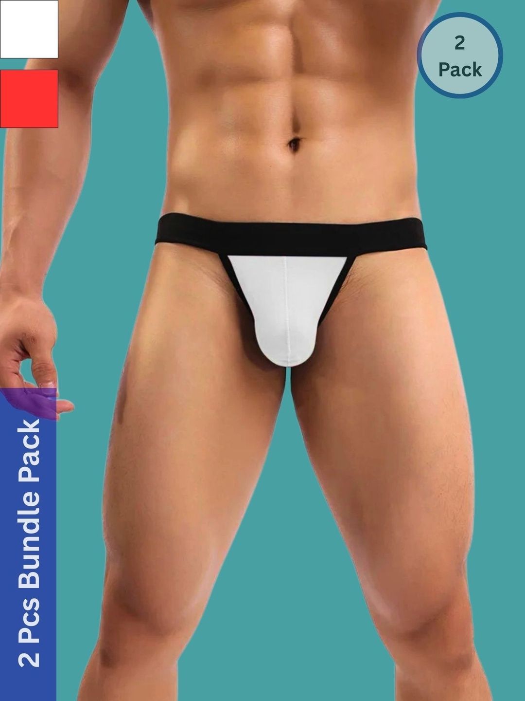 Ribald The Neech Pack of 2 Solid Polyester Low-rise Inner Elastic Thongs Briefs