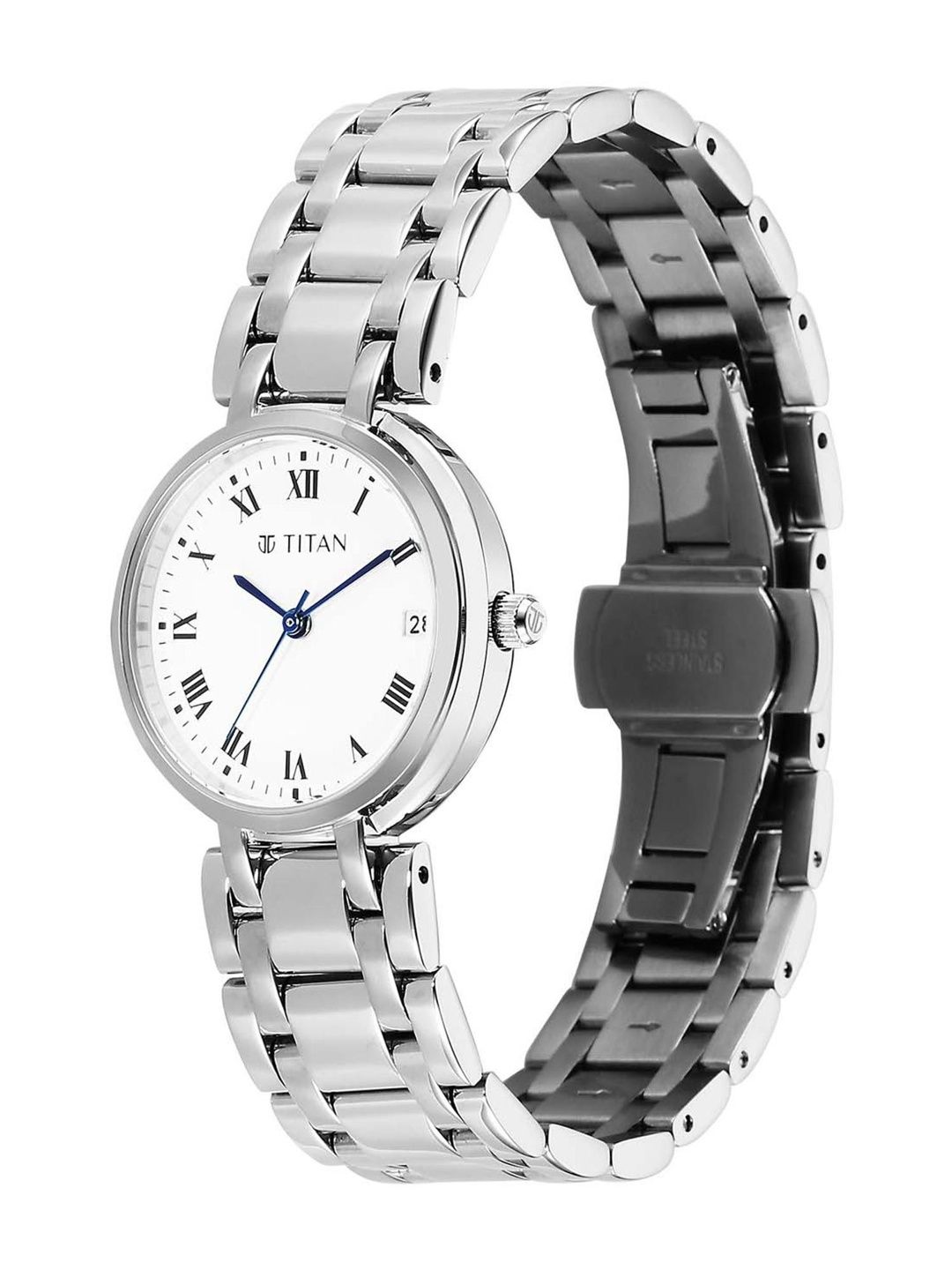 Dial & Stainless Steel Bracelet Style Straps Analogue Date Aperture Watch 95370SM01