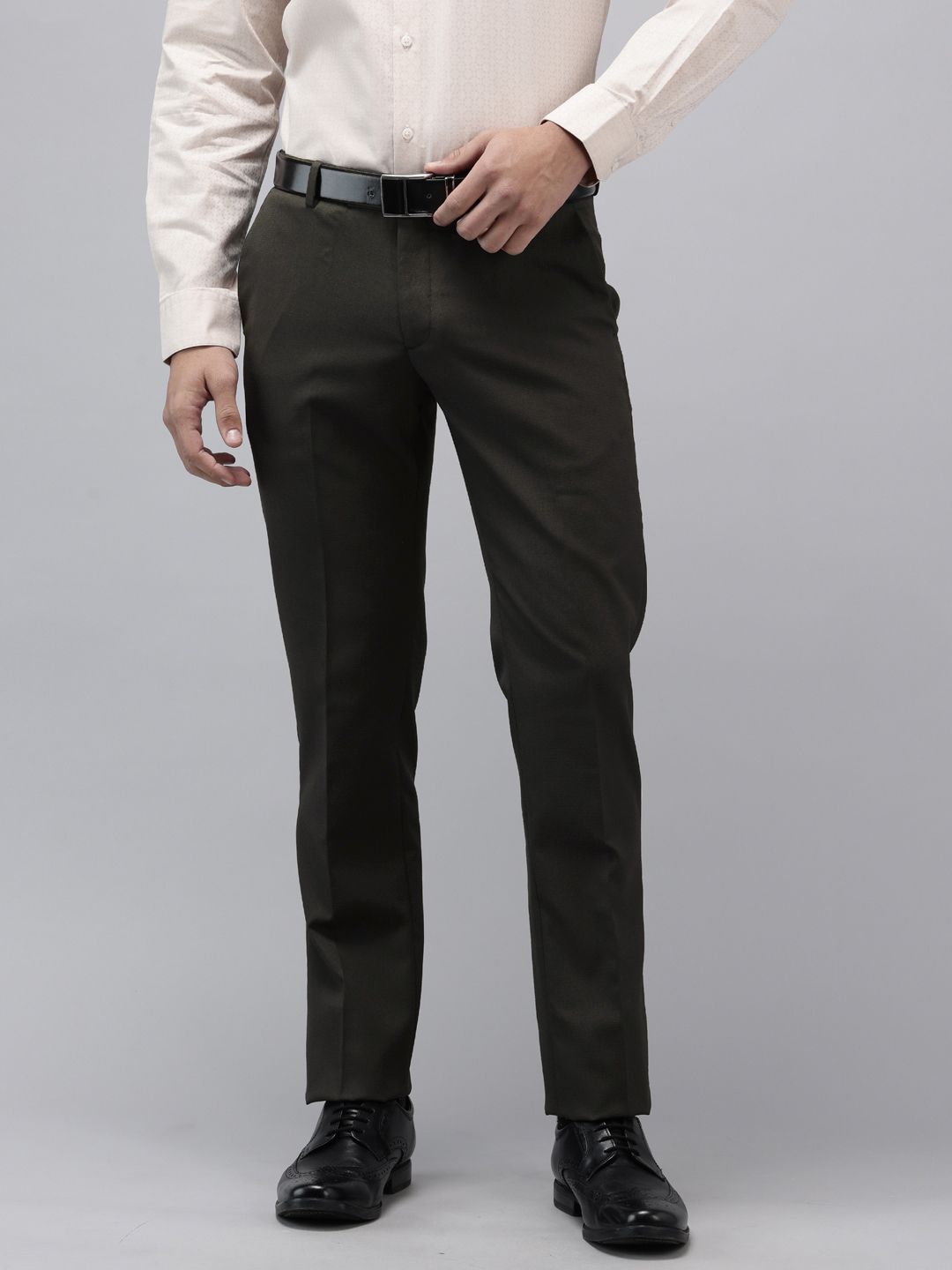Arrow Men Hudson Tailored Fit Checked Formal Trousers