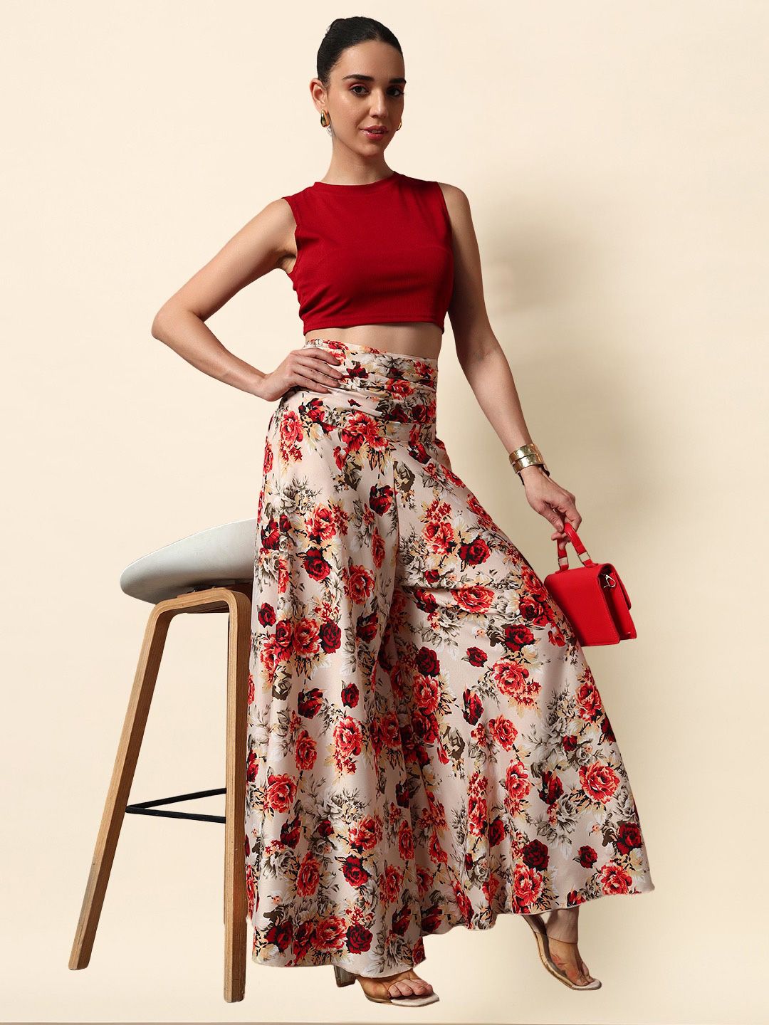 CORSICA Women Floral Printed Wide Leg Palazzos