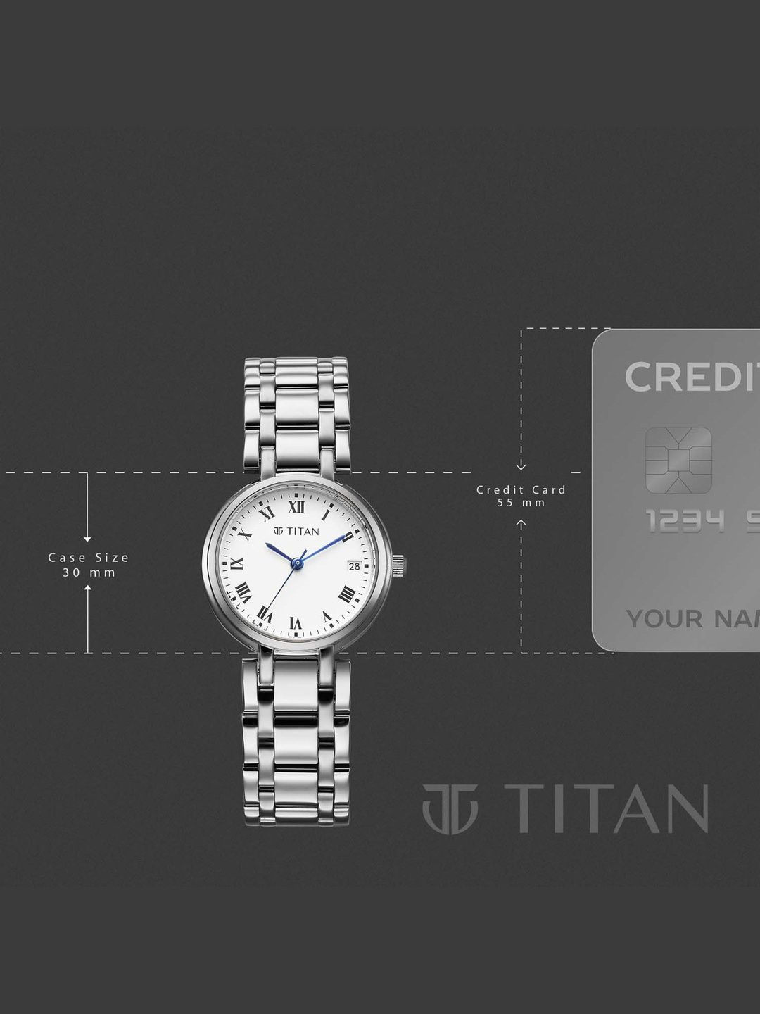 Dial & Stainless Steel Bracelet Style Straps Analogue Date Aperture Watch 95370SM01
