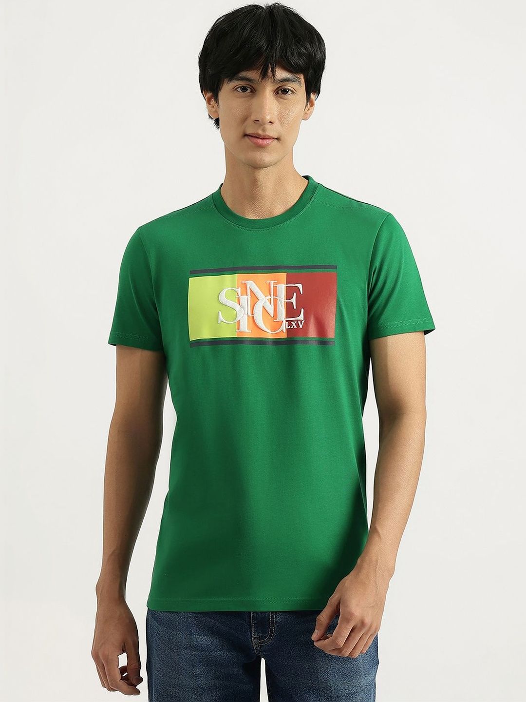 United Colors of Benetton Men Typography Printed Pure Cotton T-shirt
