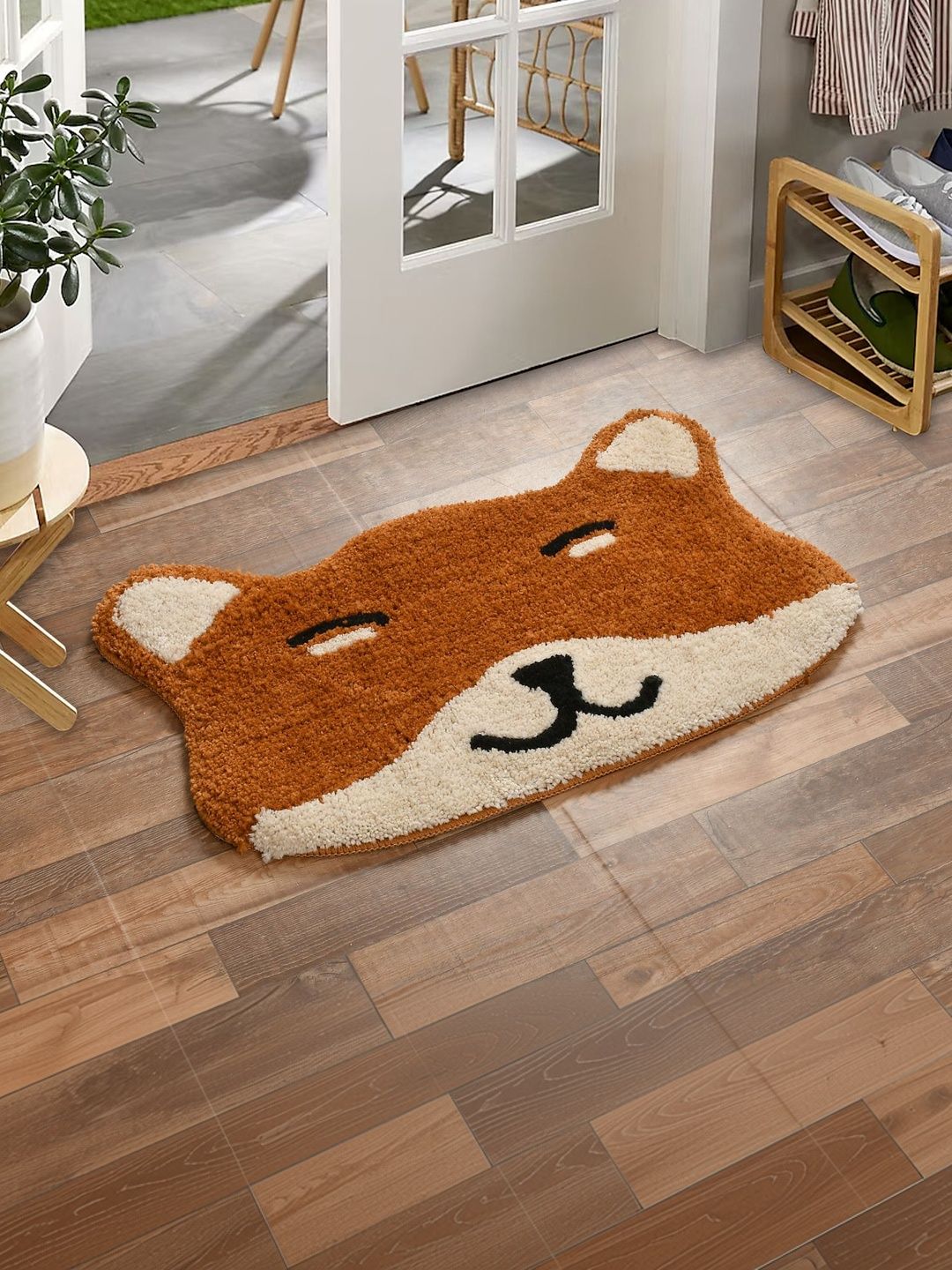 FINE TEX WORLD Mustard Self Design Antiskid Doormats