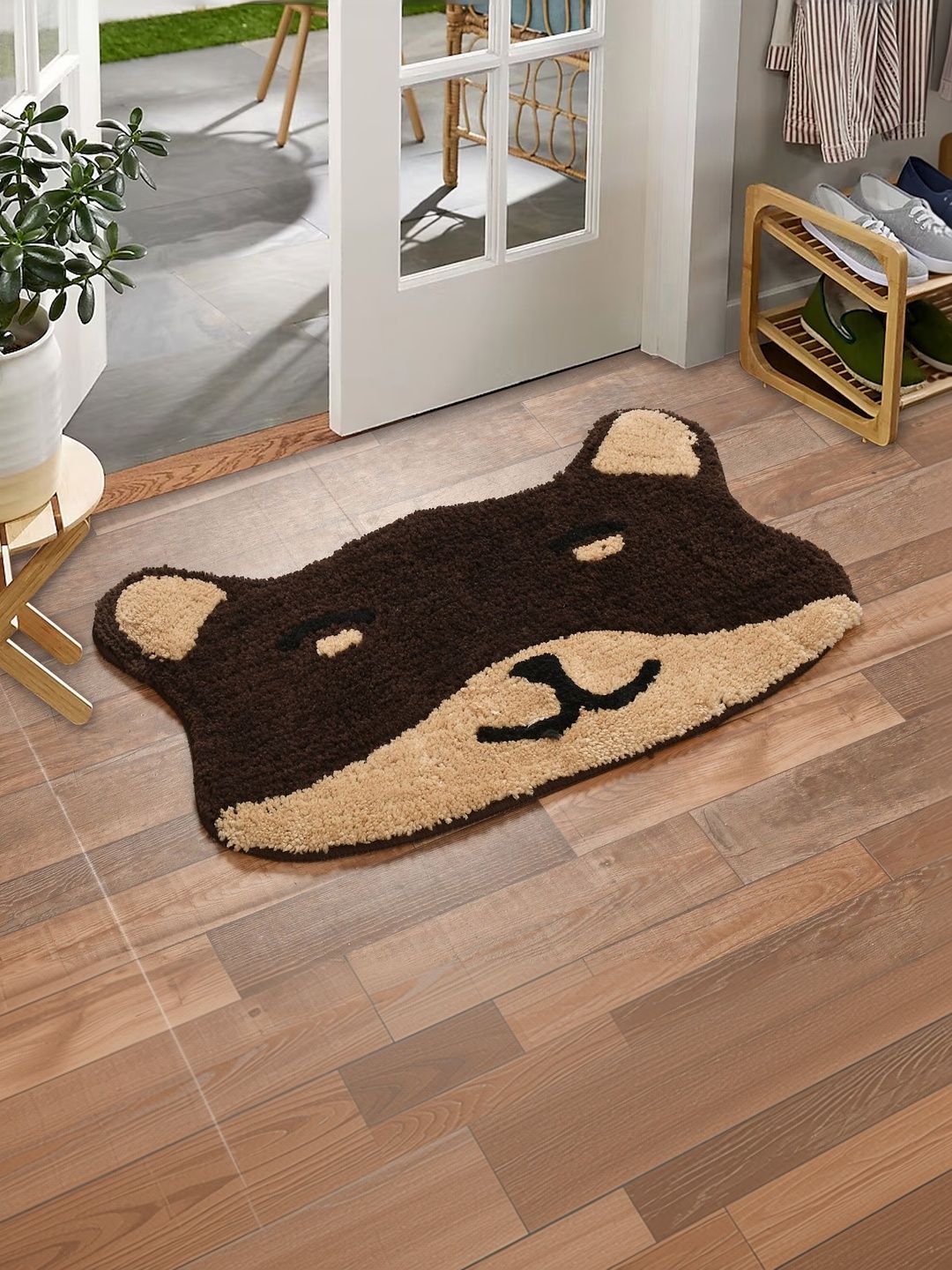 FINE TEX WORLD Brown Self Design Anti Skid Doormat