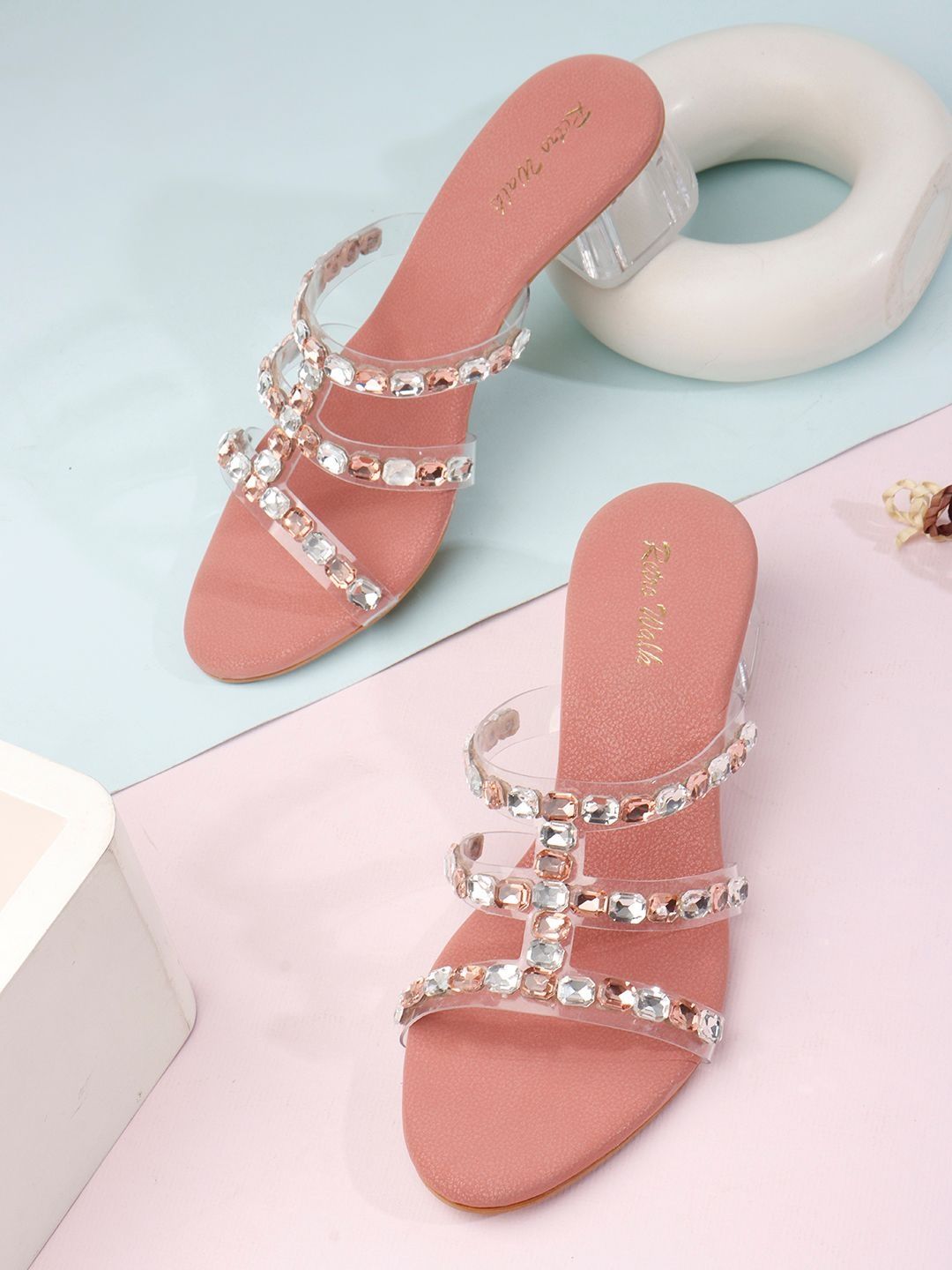Retro Walk Party Block Sandals