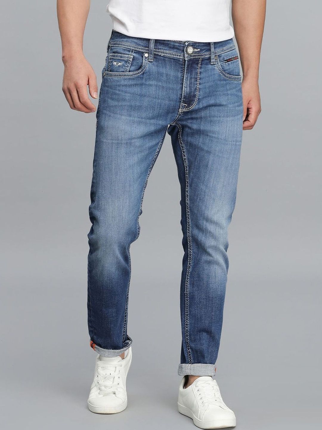 Rookies Men Skinny Fit Low-Rise Light Fade Stretchable Jeans