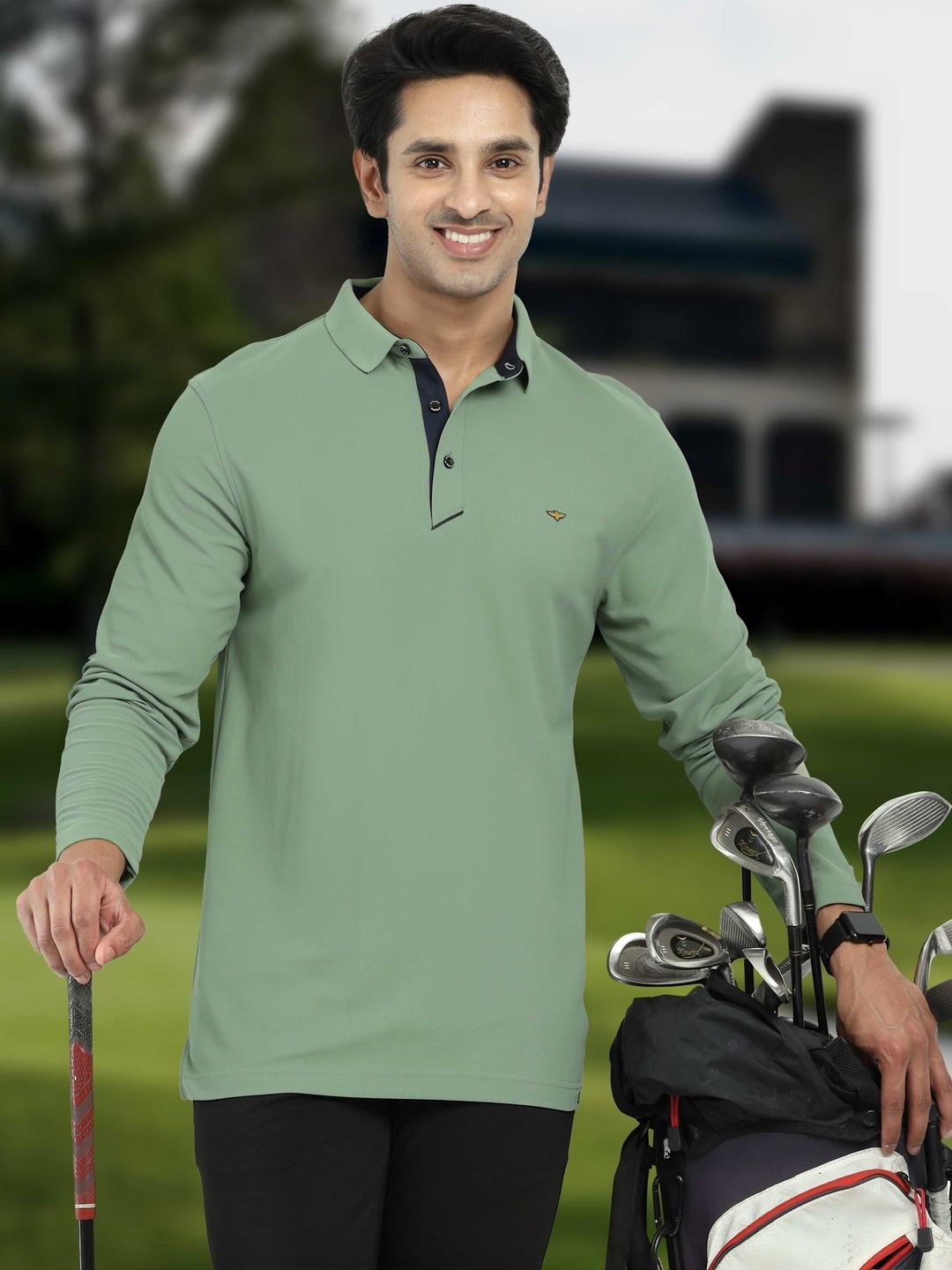 STELLERS Men Full Sleeve Wrinkle Free Stretchable Polo Collar T-shirt