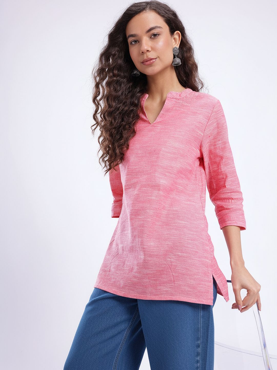 Anouk Rustic Solid V-Neck Kurti