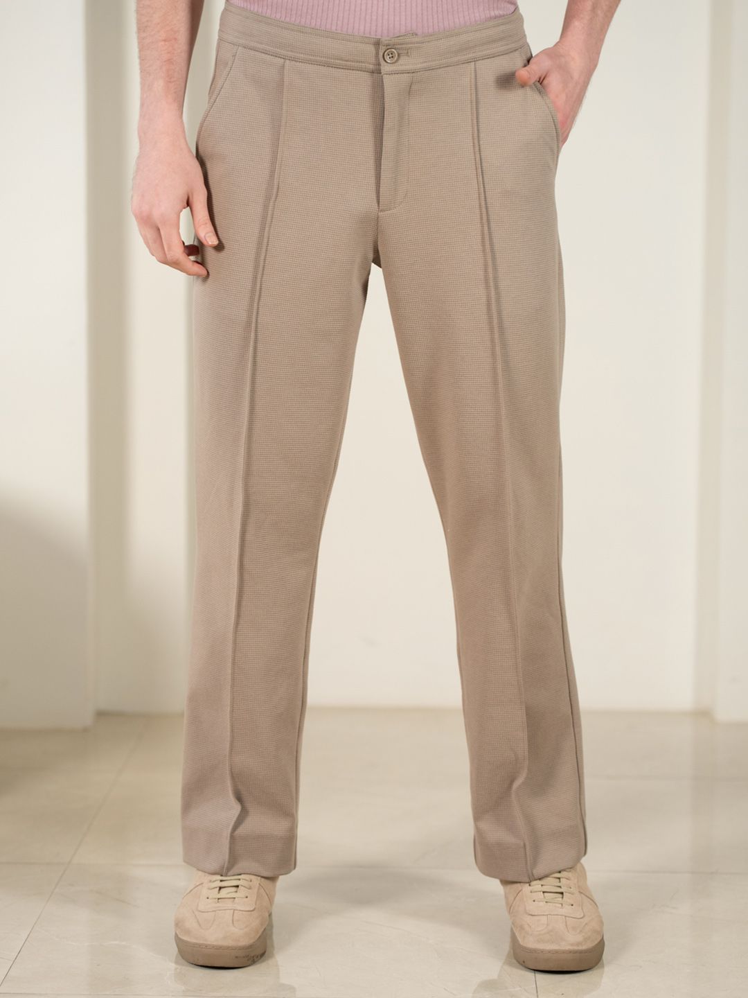 Buy The Pant Project Men Dunara Beige Relaxed Fit Power Stretch