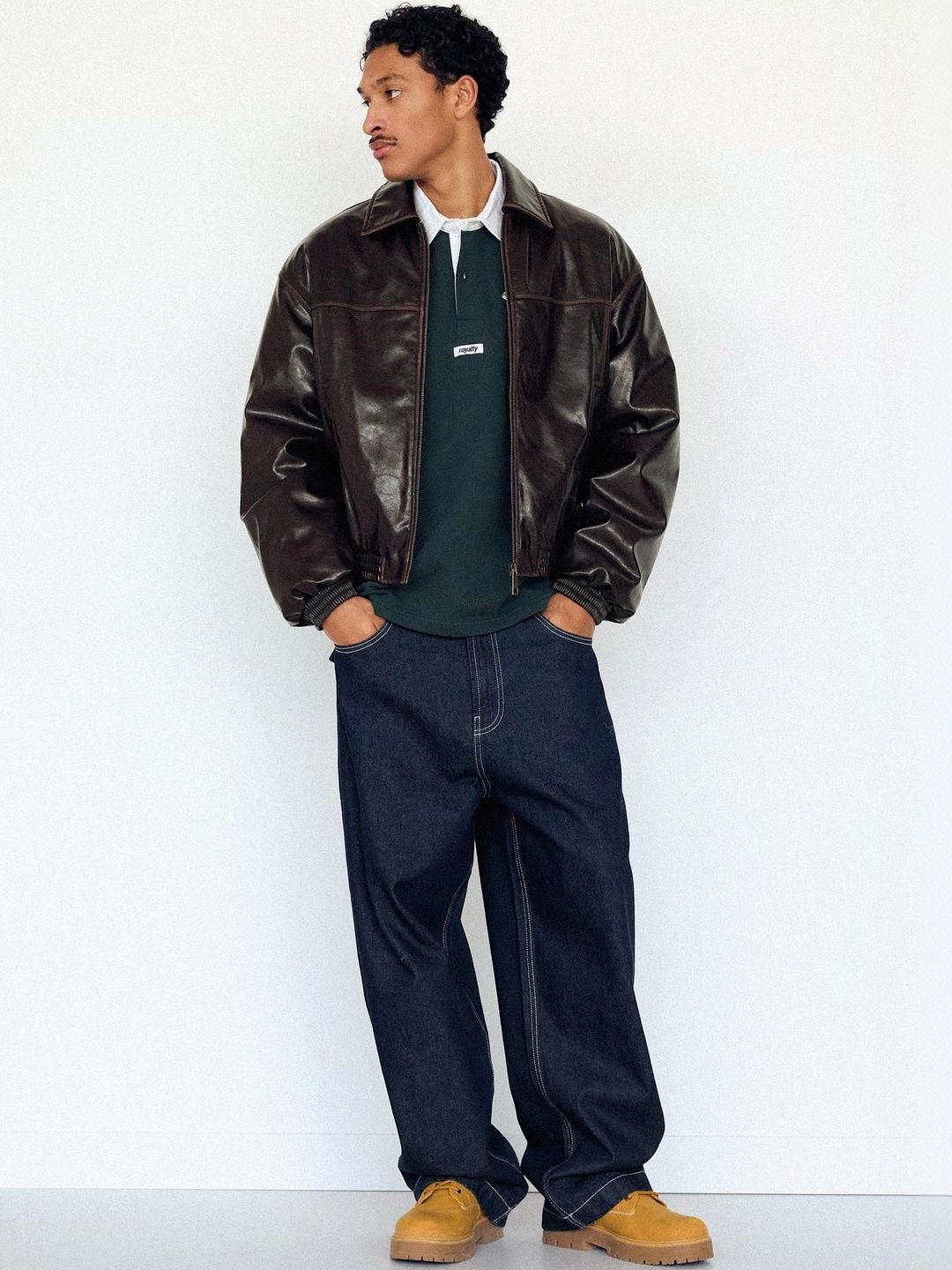 Bershka Spread Collar Long Sleeves Leather Jacket deal from myntra Bershka Spread Collar Long Sleeves Leather Jacket deal from myntra