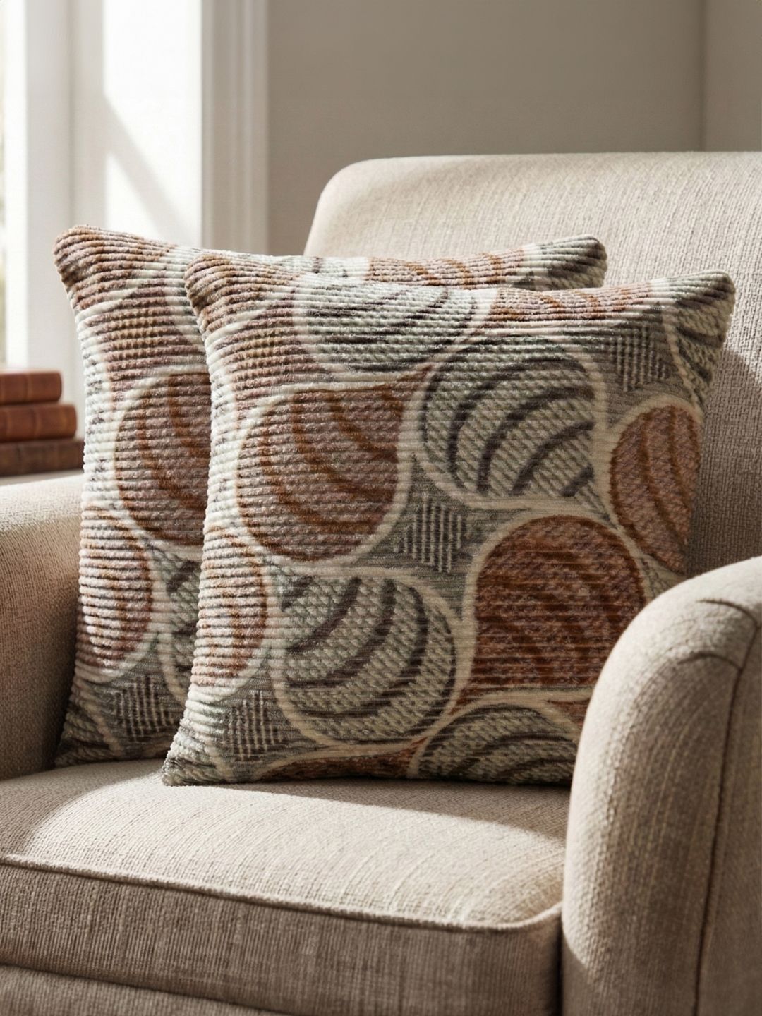 Kaleen India Grey Set of 2 Geometric Square Cushion Covers