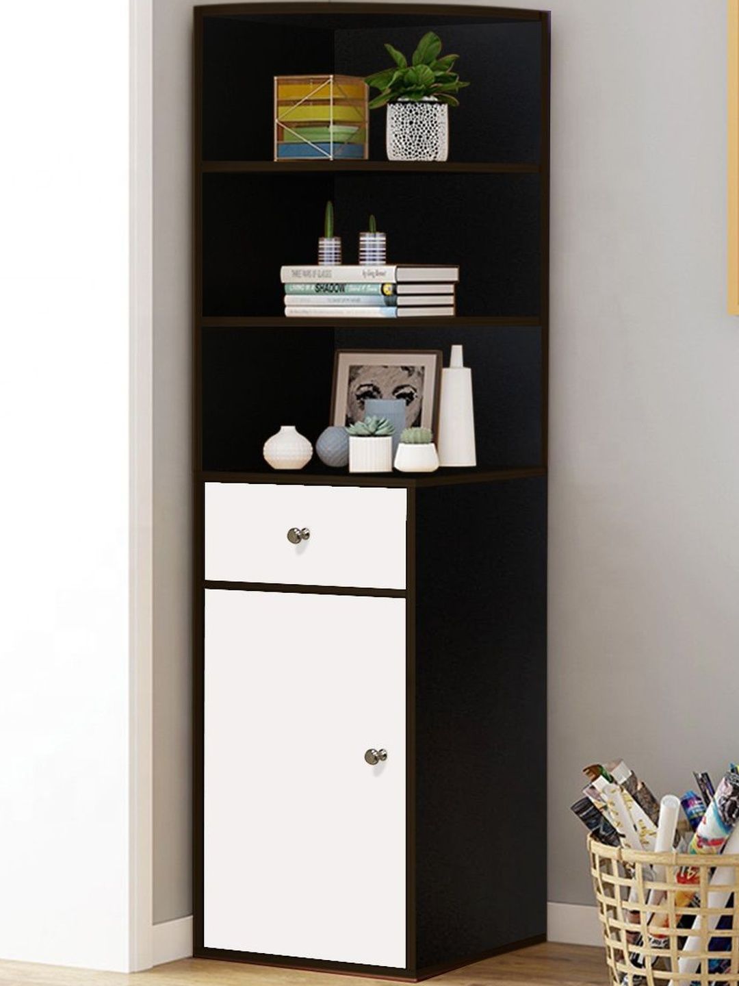 Kawachi Black 3 Tiers Bookshelf Cabinet