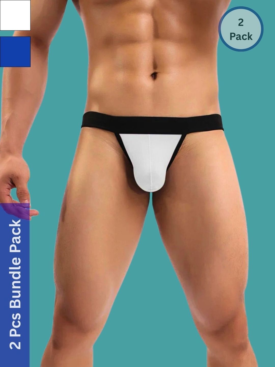 Ribald The Neech Pack of 2 Solid Polyester Low-rise Inner Elastic Bikini Briefs