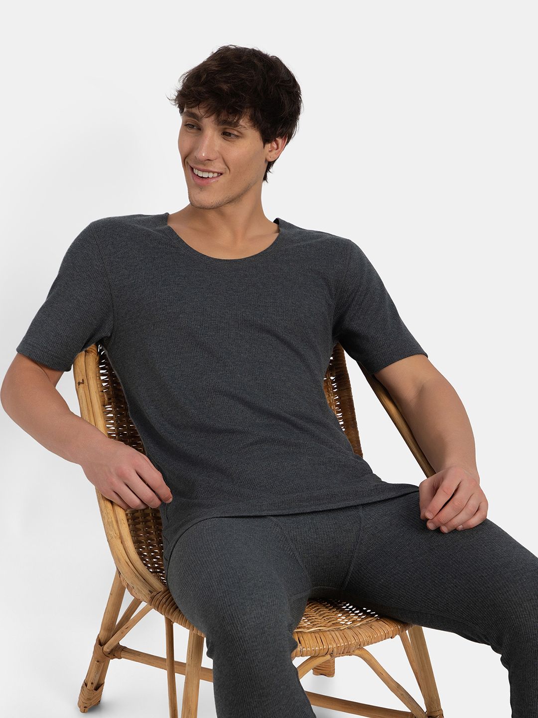Jockey Super Combed Cotton Half Sleeved Thermal Undershirt with Stay Warm Technology-2400