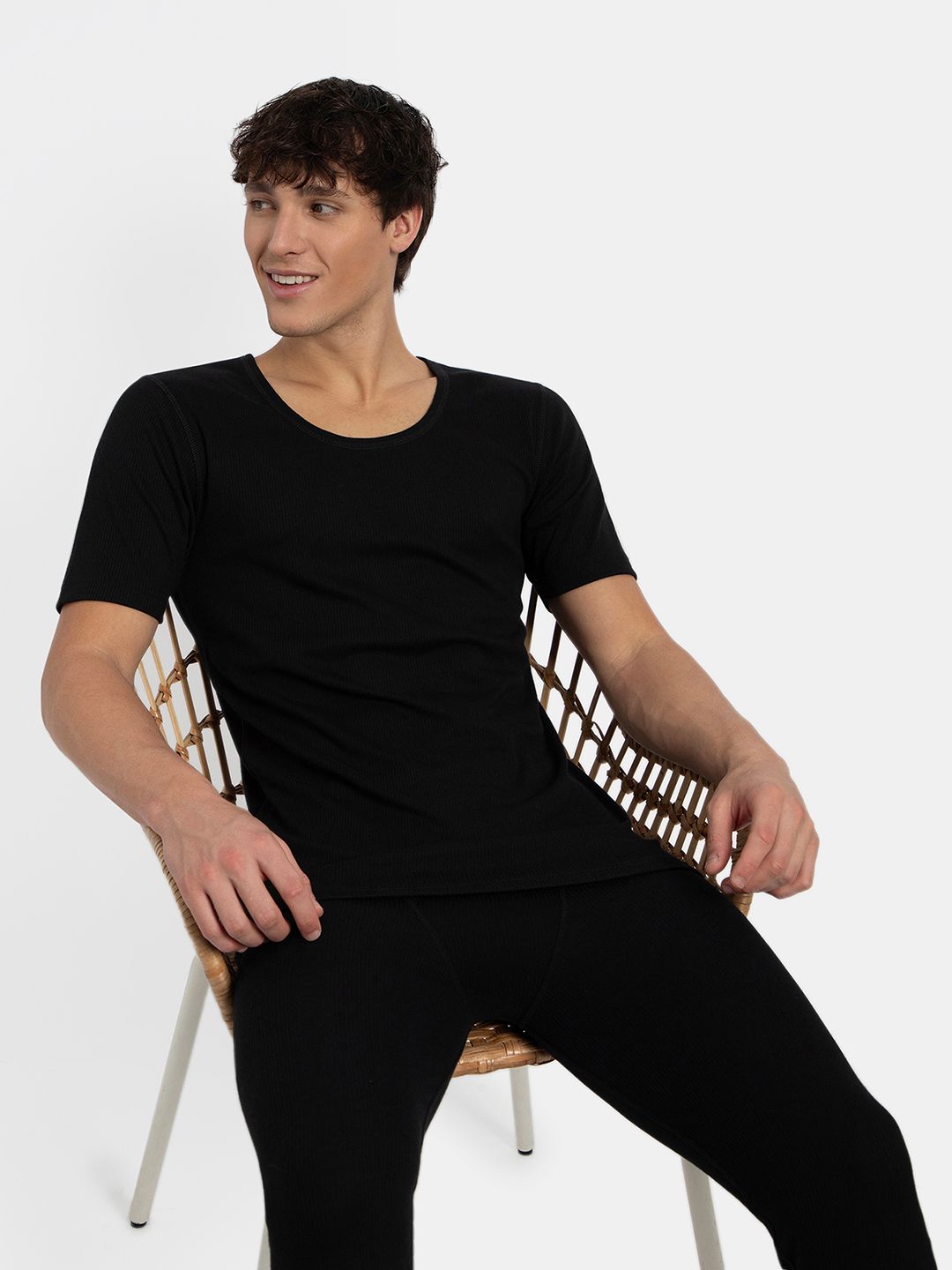 Jockey Super Combed Cotton Half Sleeved Thermal Undershirt with Stay Warm Technology-2400